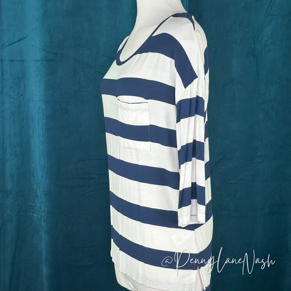 Banana Republic Striped Relaxed Pocket Tee XS Navy/White - Picture 4 of 10